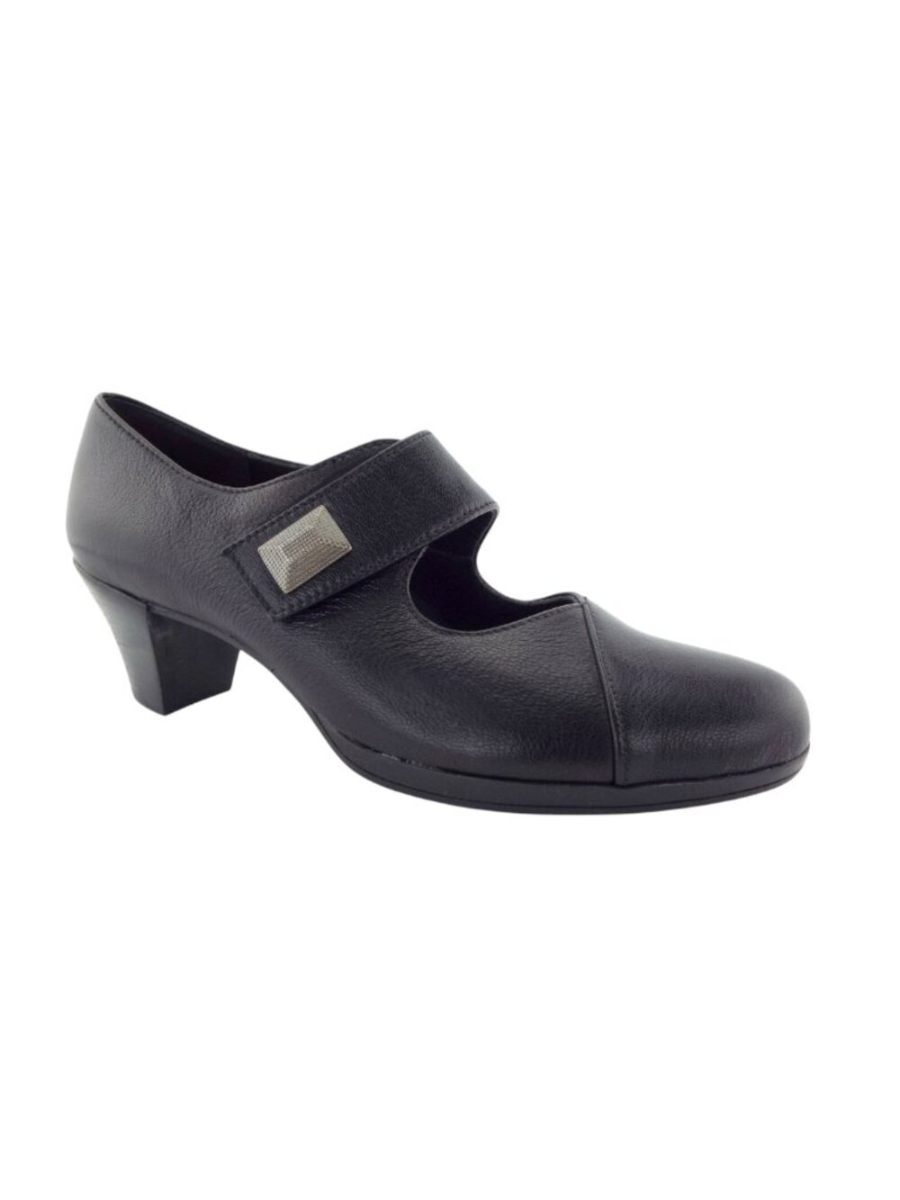 Munro Black Leather Mary Jane Block Heel Pumps 7